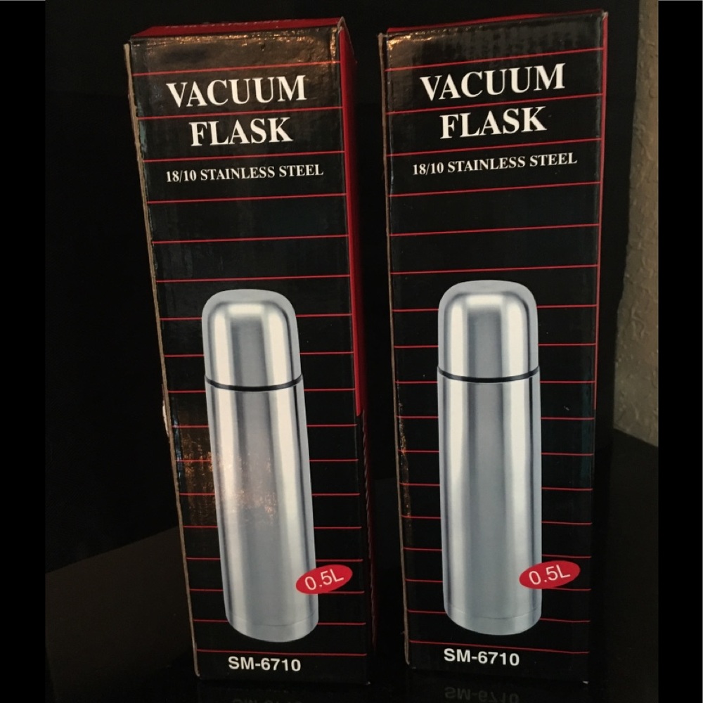 Stainless Steel Bullet Line Vacuum Flasks-SET of 2